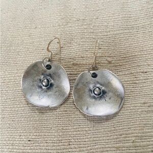 Handmade Silver Hammered Circle Drop Earrings